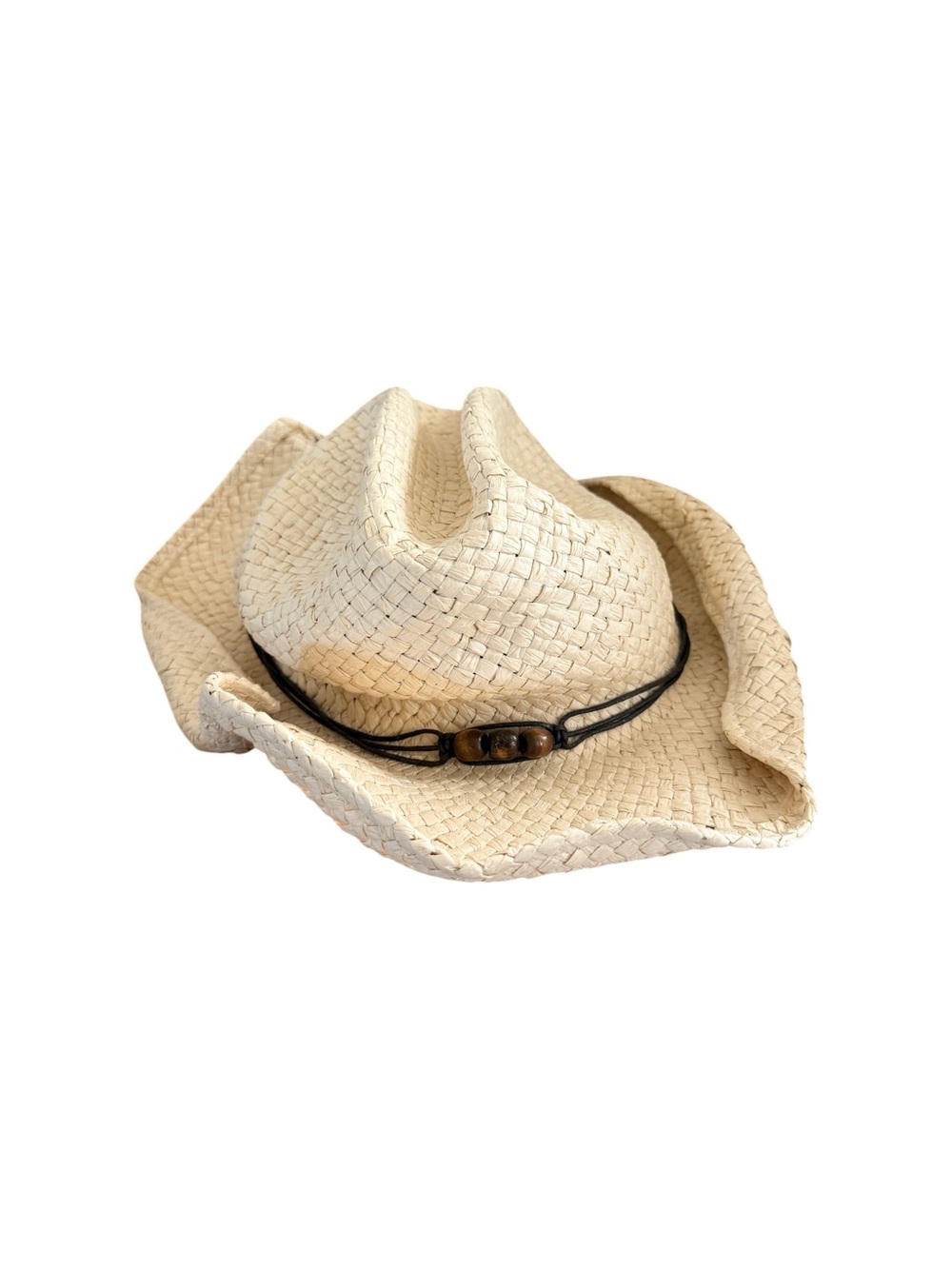 Joe Boxer Straw Cowboy Hat with Bead Accent - Natural One Size Fits Most
